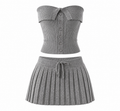 Unfold Grey Knit Skirt Set
