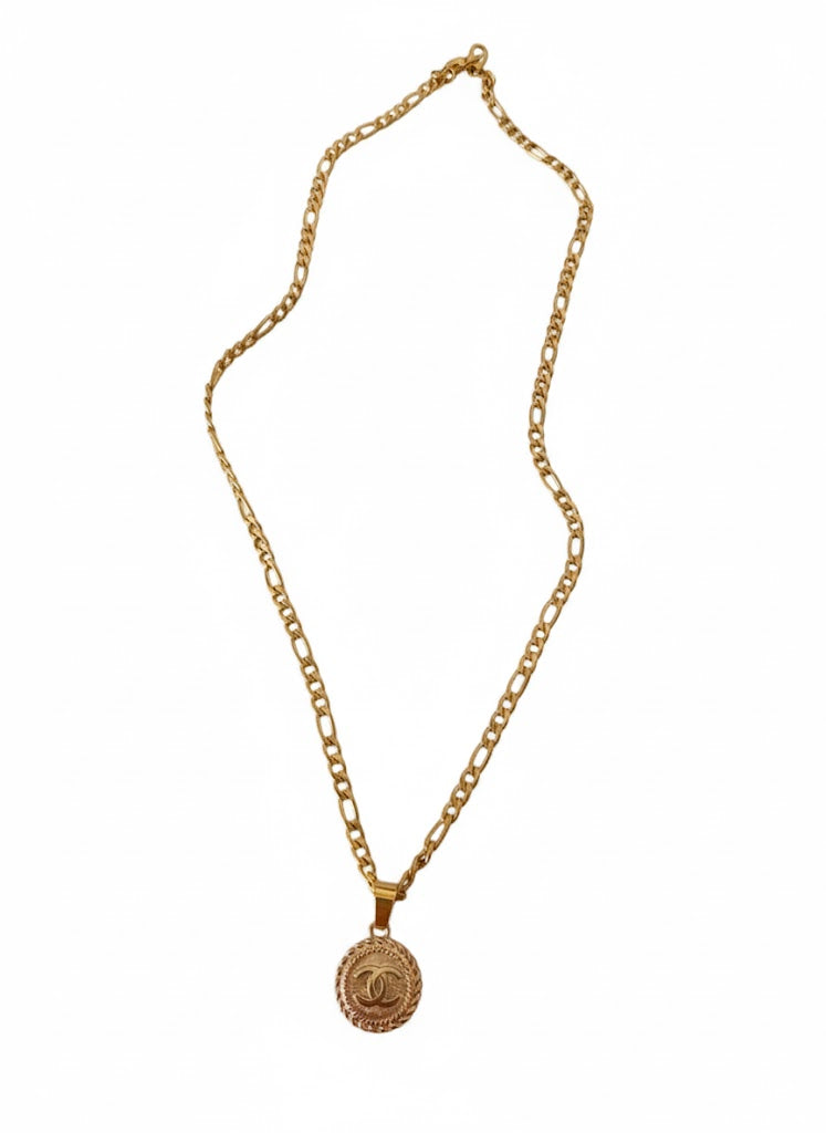 Gold Reworked Chanel Button Necklace