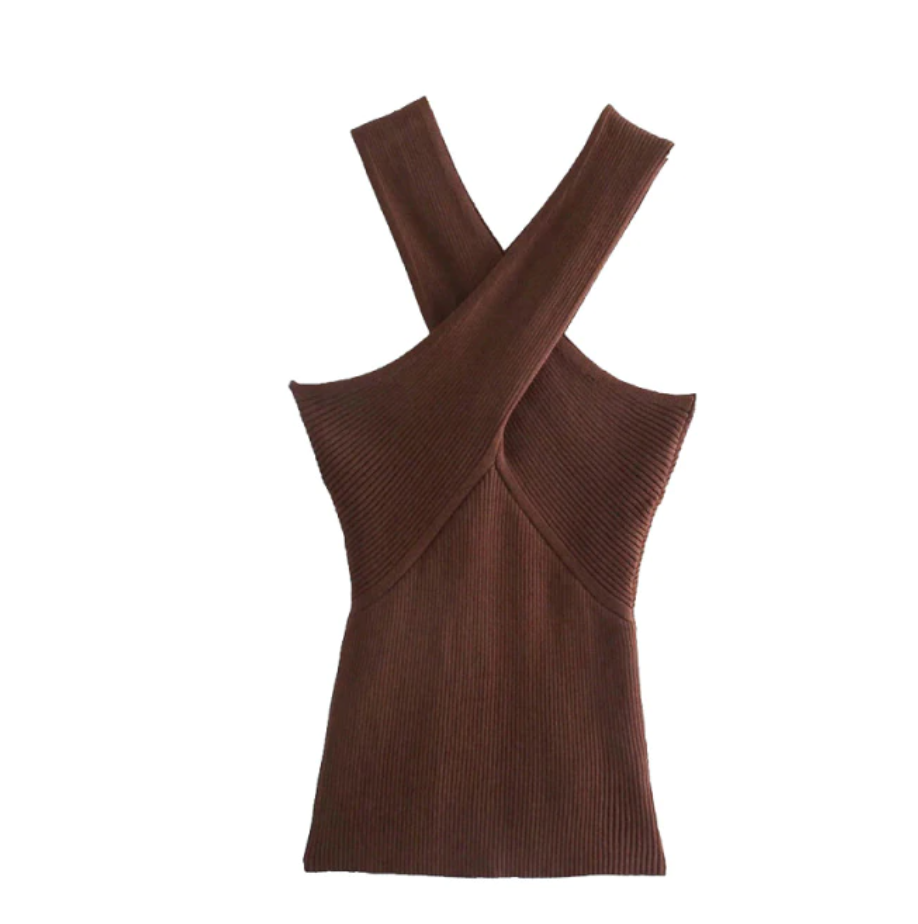 Chocolate Wynn Cross Top