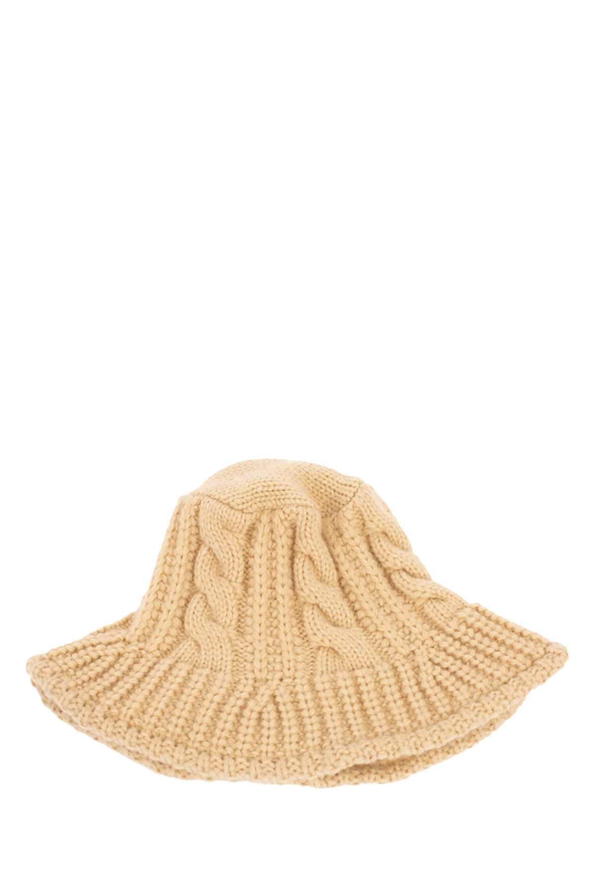 Beige Cable Knit Bucket Hat