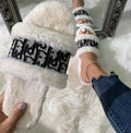 White Fur Dior Slippers